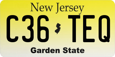 NJ license plate C36TEQ