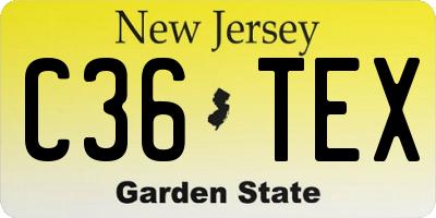 NJ license plate C36TEX