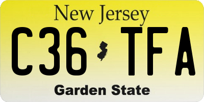 NJ license plate C36TFA