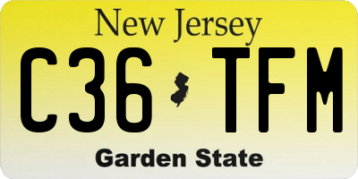 NJ license plate C36TFM