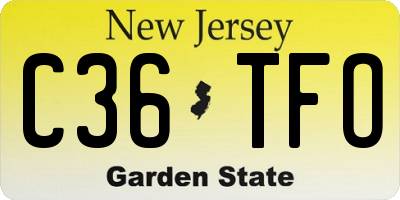 NJ license plate C36TFO