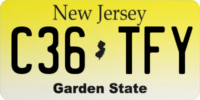 NJ license plate C36TFY