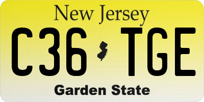 NJ license plate C36TGE