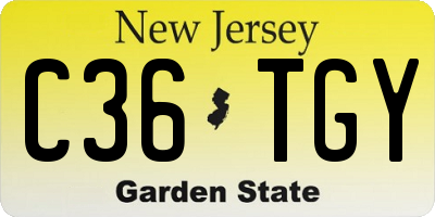 NJ license plate C36TGY