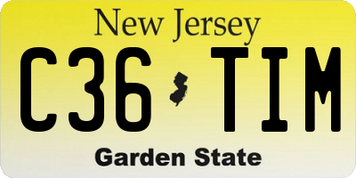 NJ license plate C36TIM