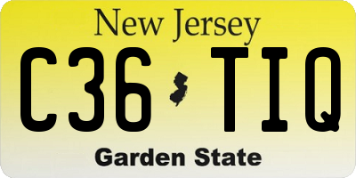 NJ license plate C36TIQ