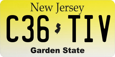 NJ license plate C36TIV