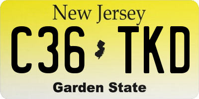 NJ license plate C36TKD