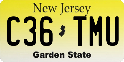 NJ license plate C36TMU