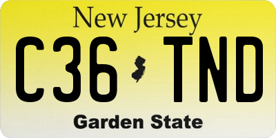 NJ license plate C36TND