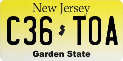 NJ license plate C36TOA