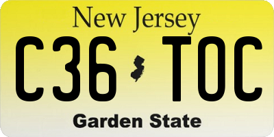 NJ license plate C36TOC