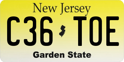 NJ license plate C36TOE
