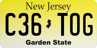 NJ license plate C36TOG