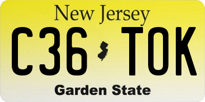 NJ license plate C36TOK