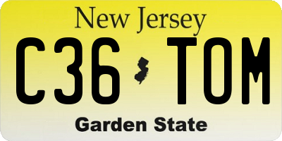 NJ license plate C36TOM