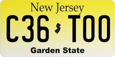 NJ license plate C36TOO