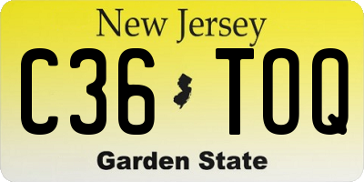 NJ license plate C36TOQ