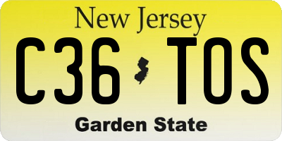 NJ license plate C36TOS
