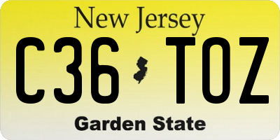 NJ license plate C36TOZ