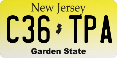 NJ license plate C36TPA