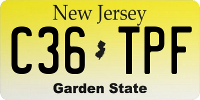 NJ license plate C36TPF