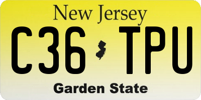 NJ license plate C36TPU