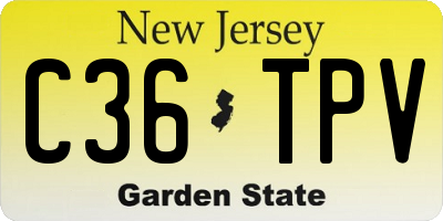 NJ license plate C36TPV