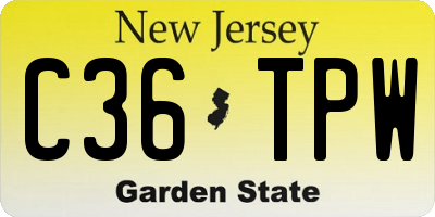 NJ license plate C36TPW