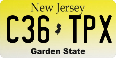 NJ license plate C36TPX