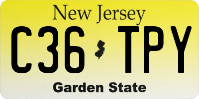 NJ license plate C36TPY