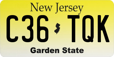 NJ license plate C36TQK