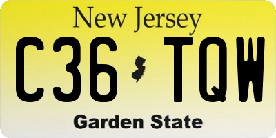 NJ license plate C36TQW