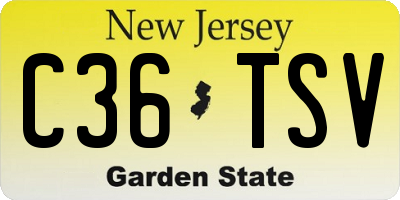 NJ license plate C36TSV