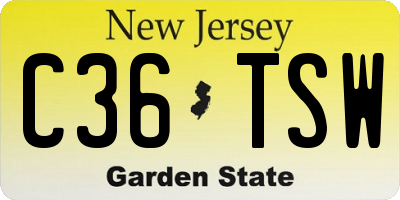 NJ license plate C36TSW