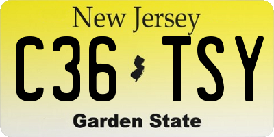 NJ license plate C36TSY
