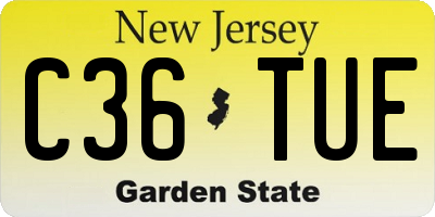NJ license plate C36TUE
