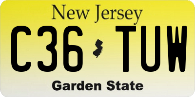 NJ license plate C36TUW