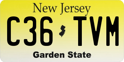 NJ license plate C36TVM