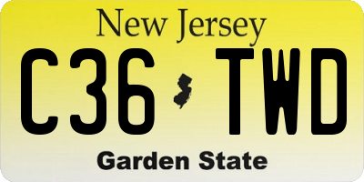 NJ license plate C36TWD
