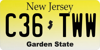 NJ license plate C36TWW