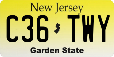 NJ license plate C36TWY