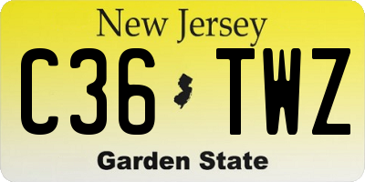 NJ license plate C36TWZ