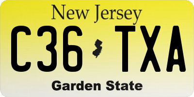 NJ license plate C36TXA