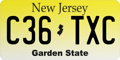 NJ license plate C36TXC