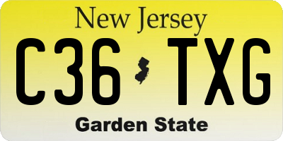 NJ license plate C36TXG