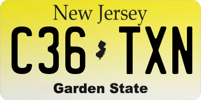 NJ license plate C36TXN
