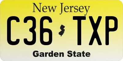 NJ license plate C36TXP