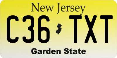 NJ license plate C36TXT