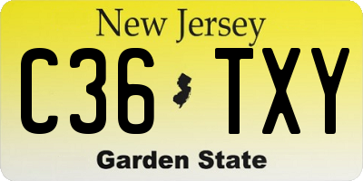 NJ license plate C36TXY